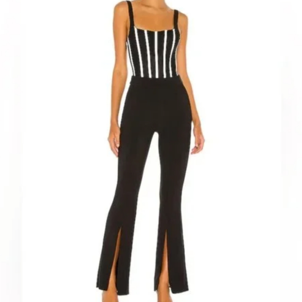 Revolve Bodysuit Size 4 -UK 8 - Corset Mesh -Black & Ivory-Misha Kyanni-NWOT